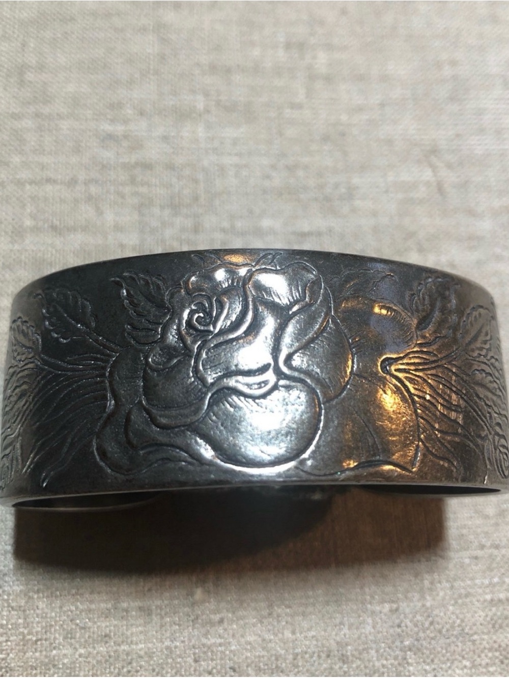 SALISBURY PEWTER June Rose Flower Cuff Bracelet